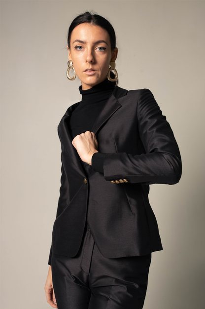 Womens Black Blazer Suit – Elegant Tailored Office Suit - Lolomo!