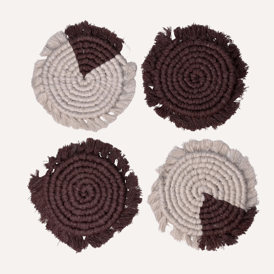 Handmade Macrame Coasters | Set of 4 Boho Drink Mats - Lolomo!