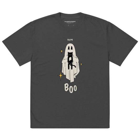 Boo! Cat Oversized Faded T-Shirt