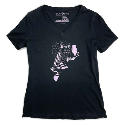 Snap Cat Womens V-neck T-shirt