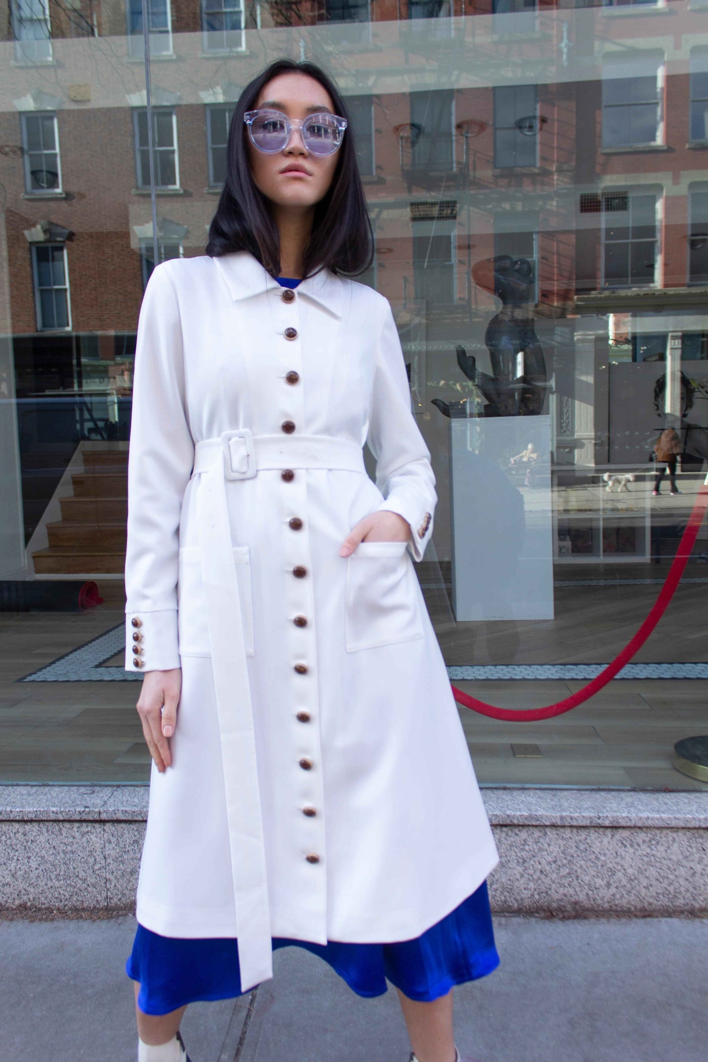 Monique White Coat – Women’s Elegant Long Coat