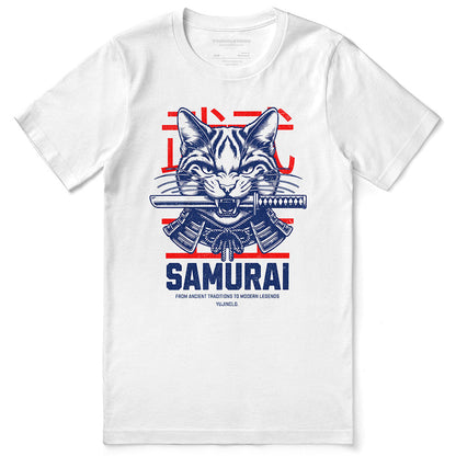 Camiseta de gato samurái